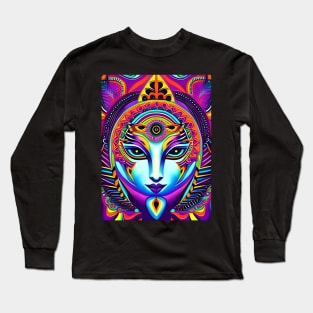 Catgirl DMTfied (18) - Trippy Psychedelic Art Long Sleeve T-Shirt